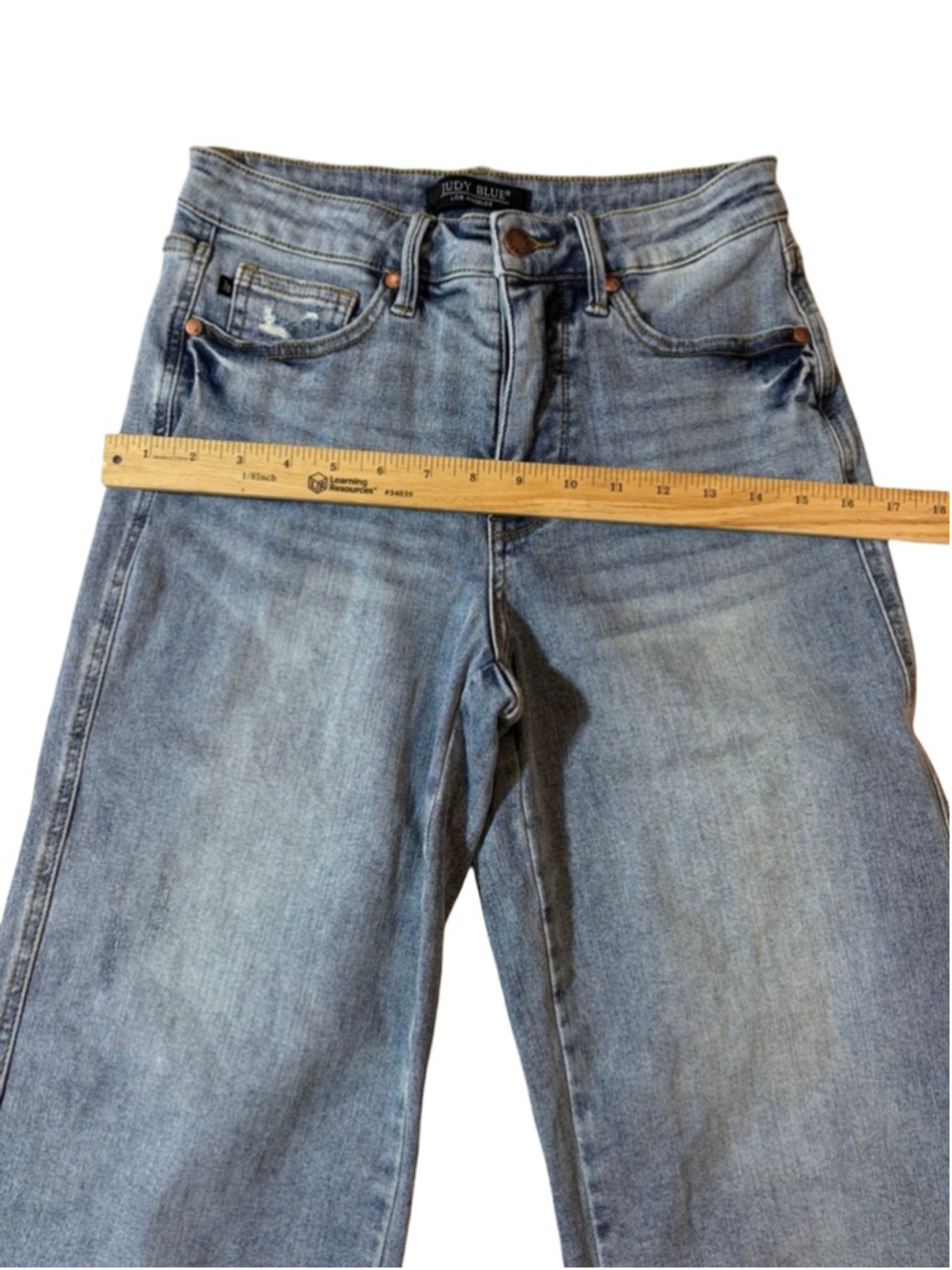 Judy Blue High Waist Wide Leg Crop Jeans Raw Hem Stretch Denim Size 7 28 - Picture 3 of 8
